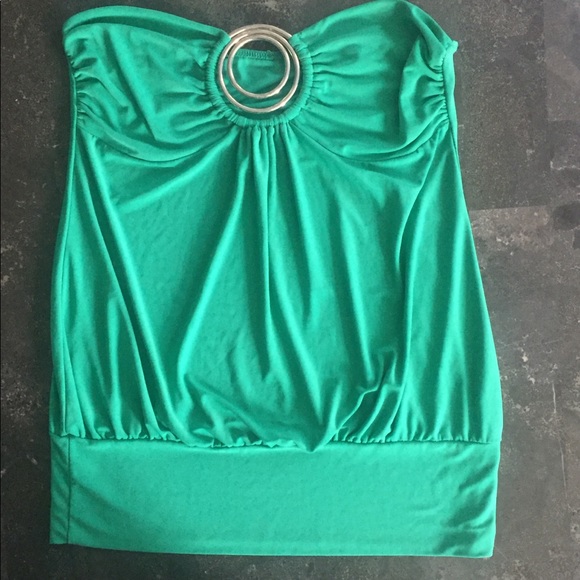 Tops - Strapless GREEN summer (or St Patty’s) jewel top!